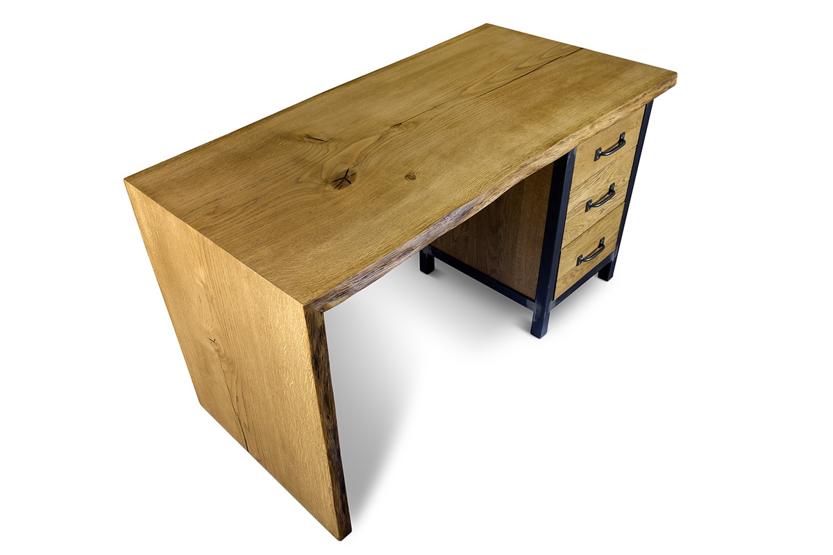 stal i drewno, solidne biurko 